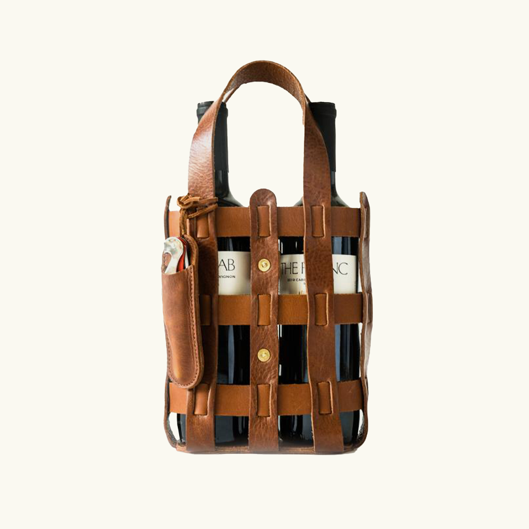 Full-Grain Leather Wine Tote