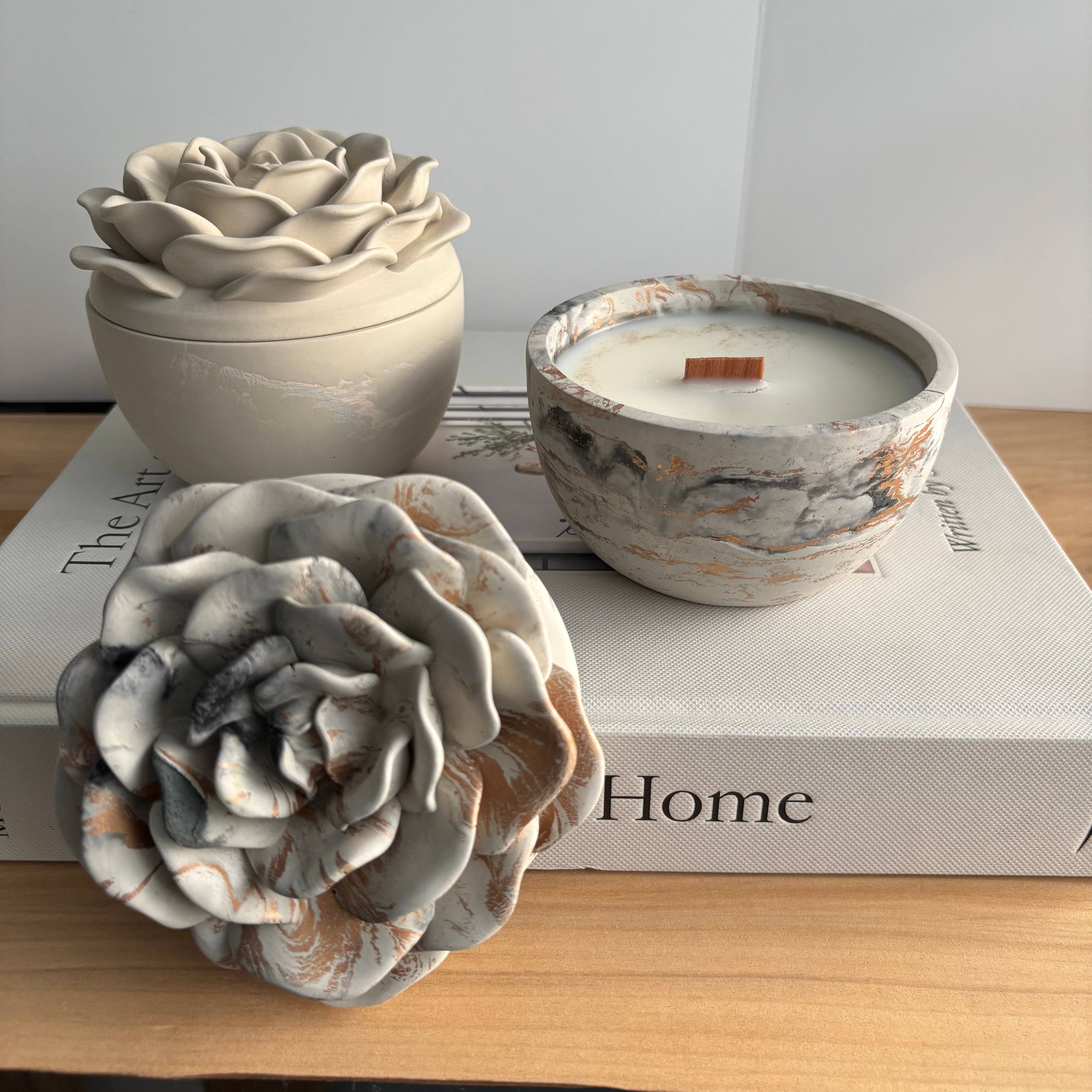 Bloomstone Rose Concrete Candle