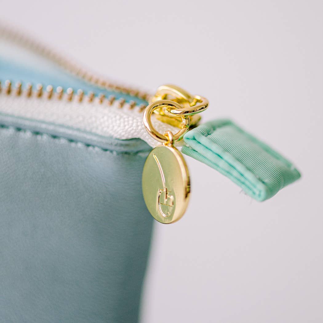 Luxe Standing Pencil Pouch | Metallic Blue Sky