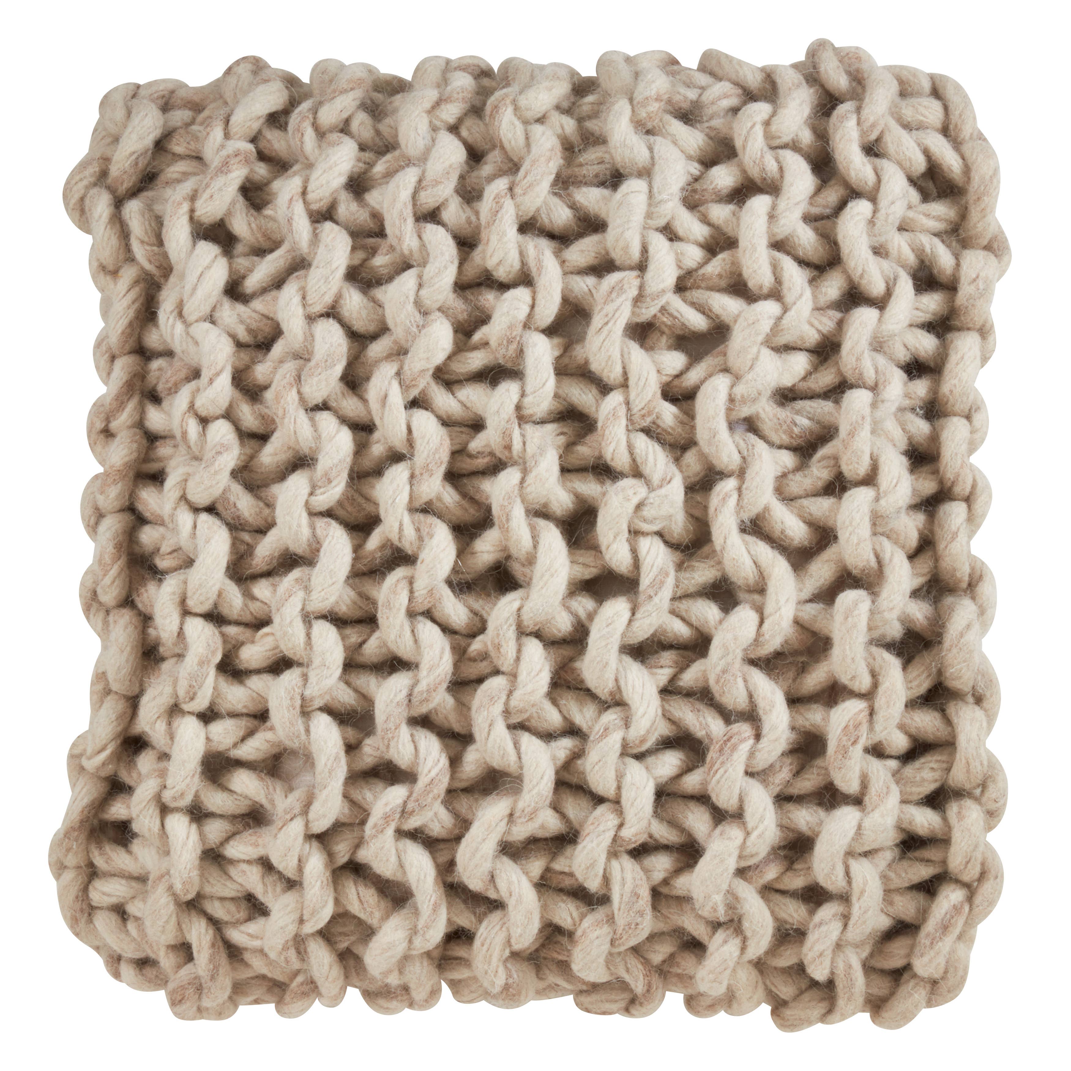 Chunky Cable Knit Wool Throw Pillow