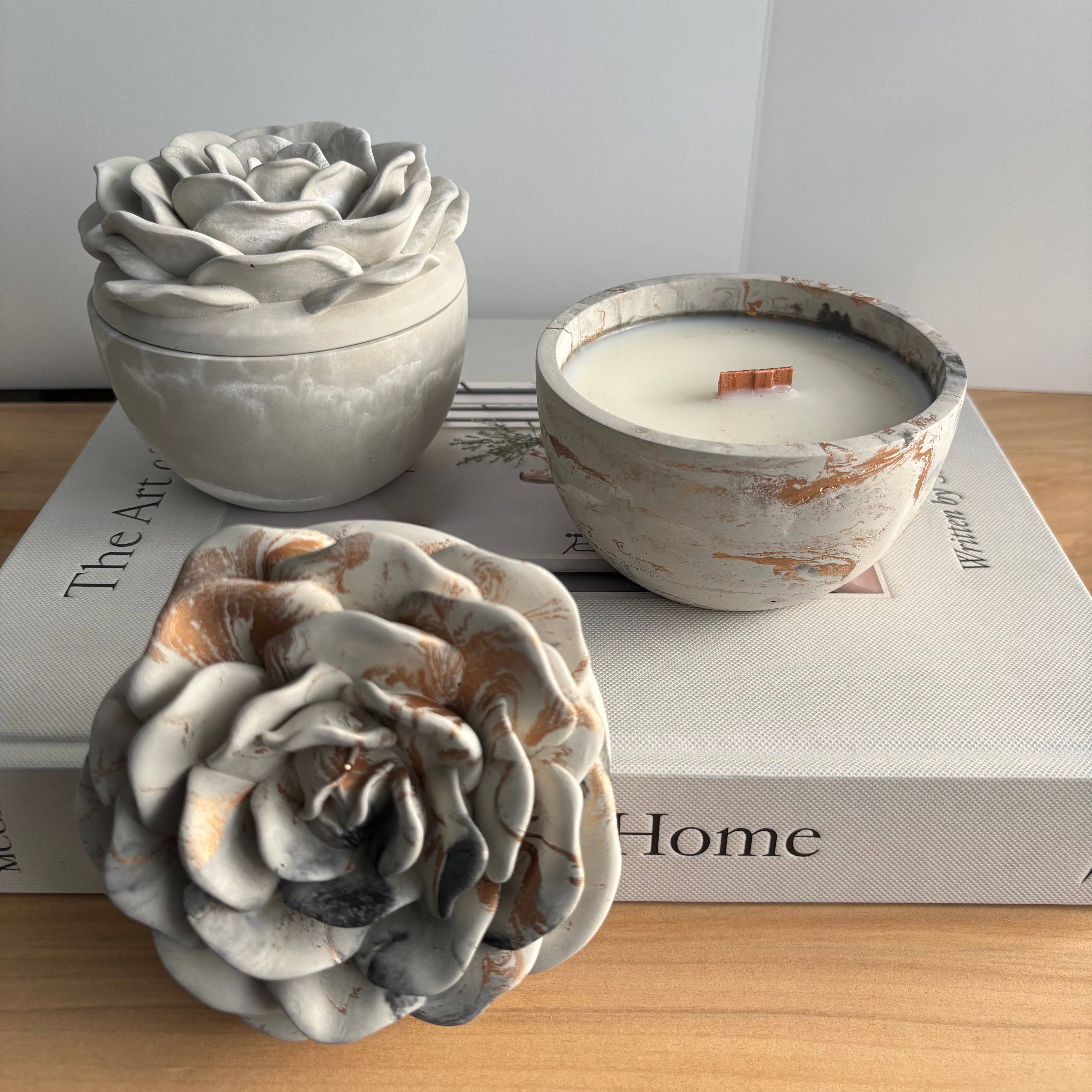 Bloomstone Rose Concrete Candle