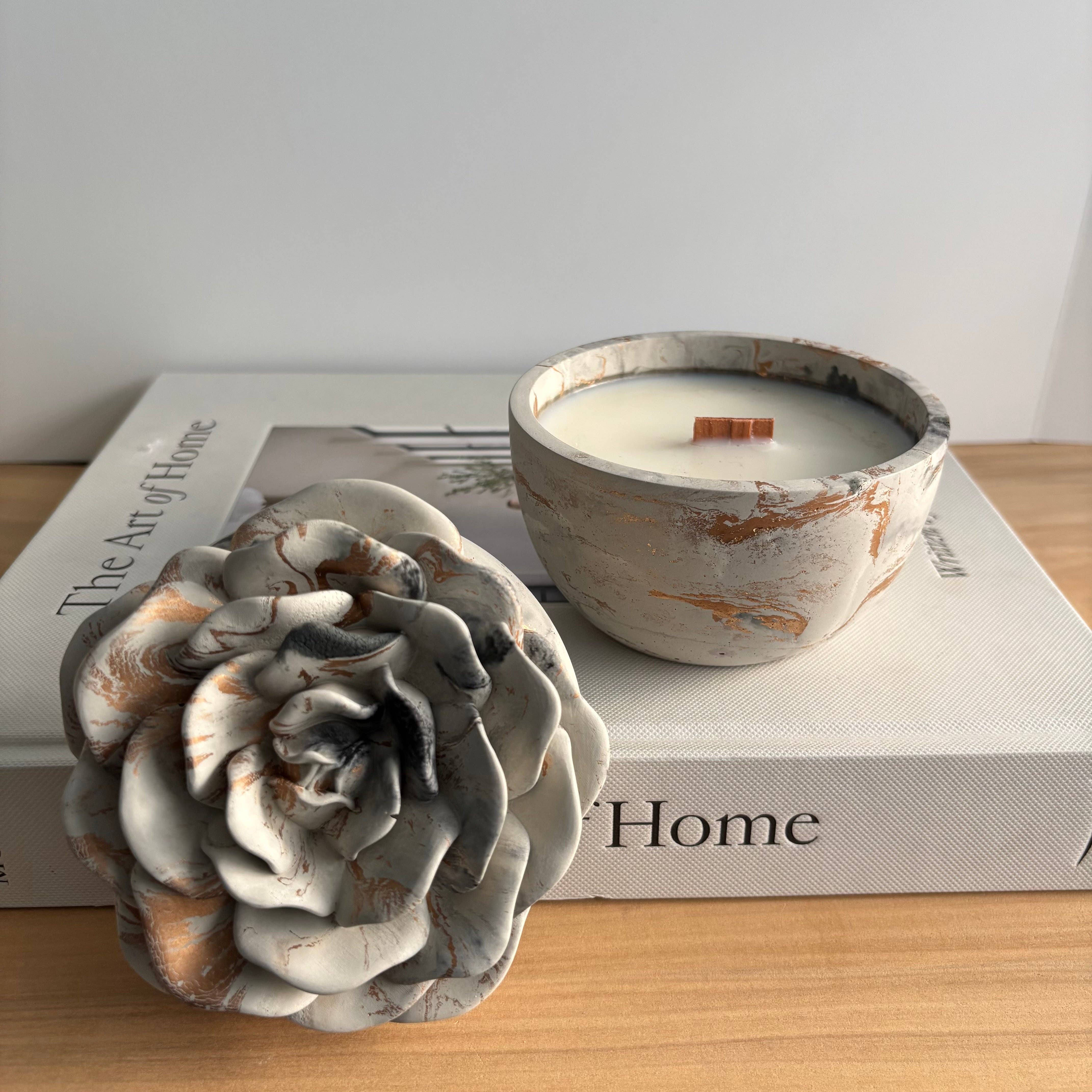 Bloomstone Rose Concrete Candle