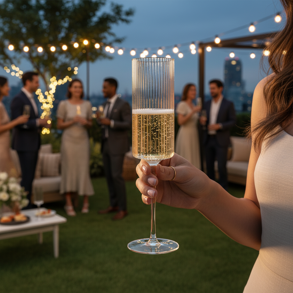 Ribbed Champagne Glass | Clear