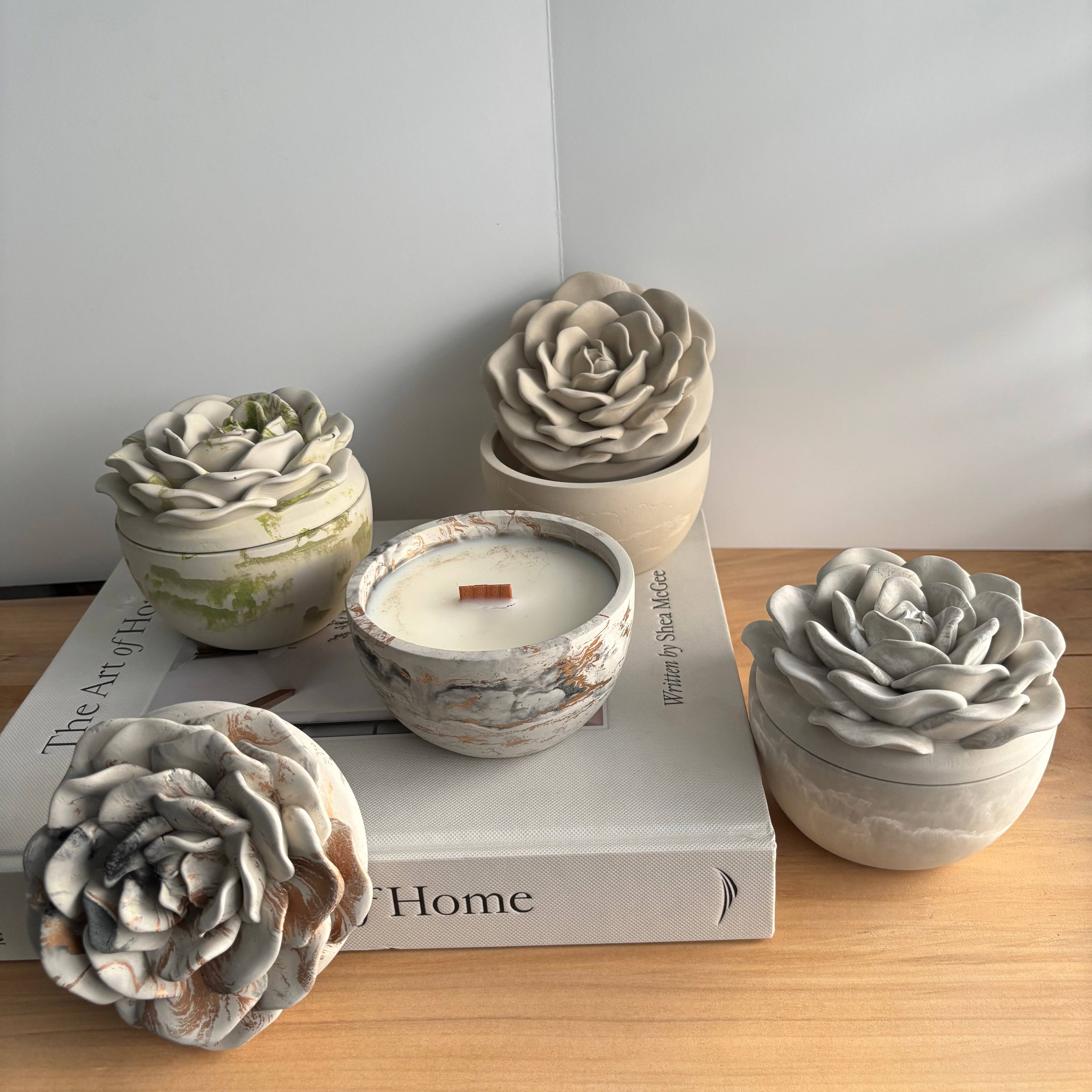 Bloomstone Rose Concrete Candle