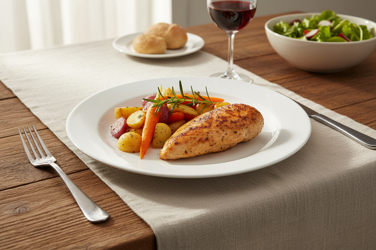 White Rimmed Dinner Plate