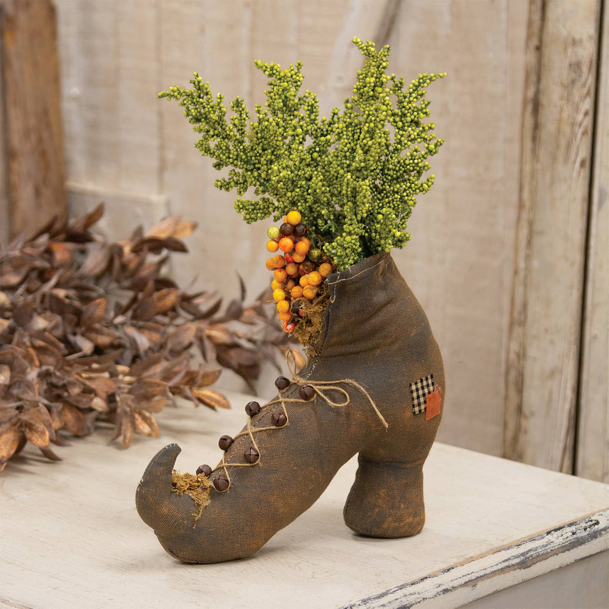 Stuffed Witch Boot Sitter