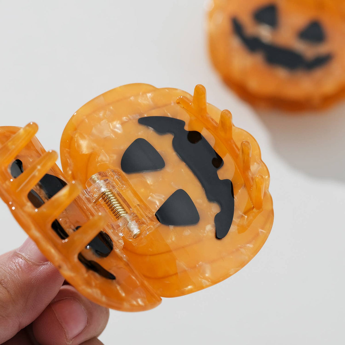Jack O'Lantern Pumpkin Hair Claw Clip