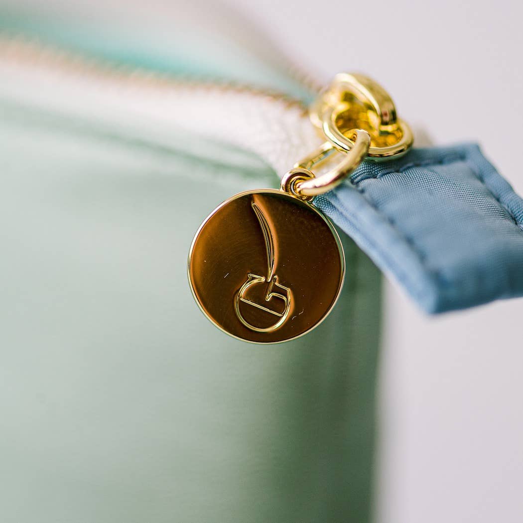 Luxe Standing Pencil Pouch | Metallic Seafoam Green
