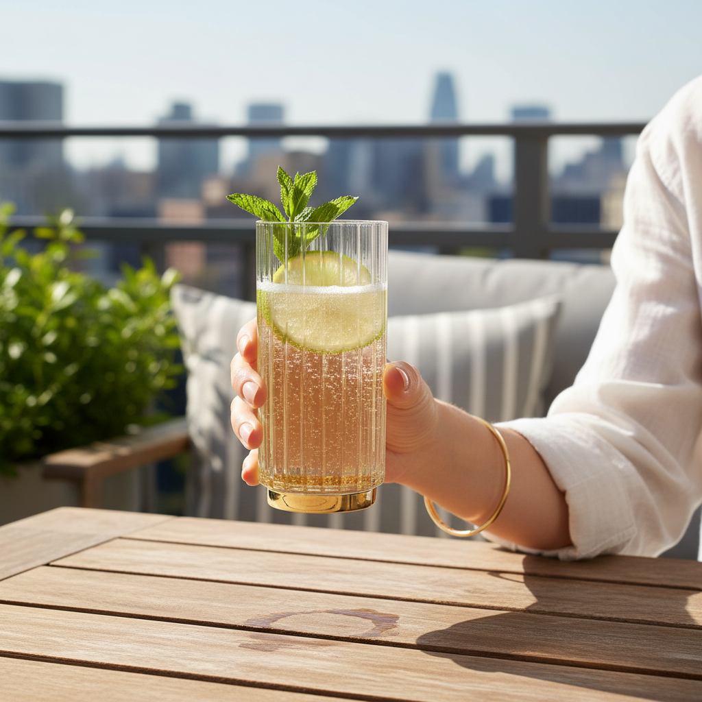 Elegant Gold Highball Glass - 15.5 oz