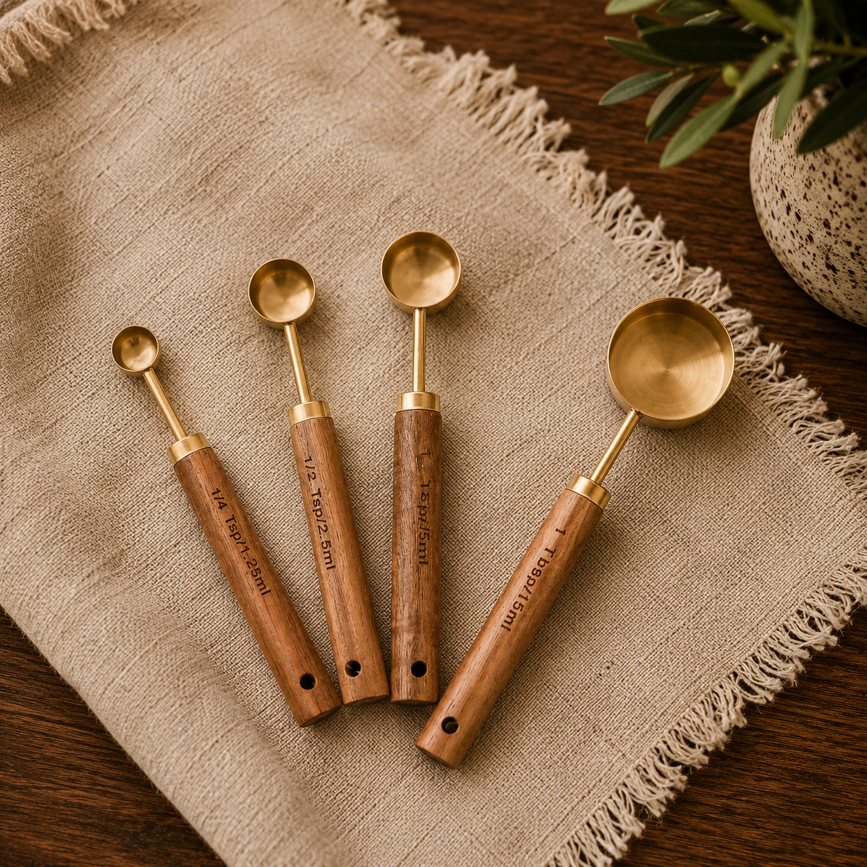 Wood Handle Measuring Spoons Set