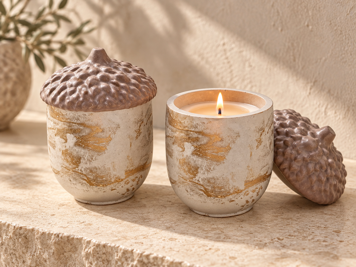 Acorn Concrete Candle
