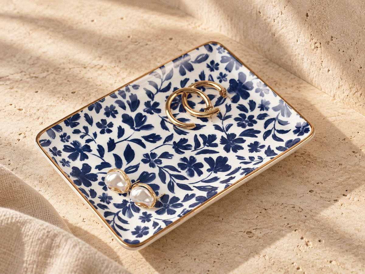Porcelain Floral Trinket Dish