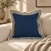 Navy & Natural Border Throw Pillow