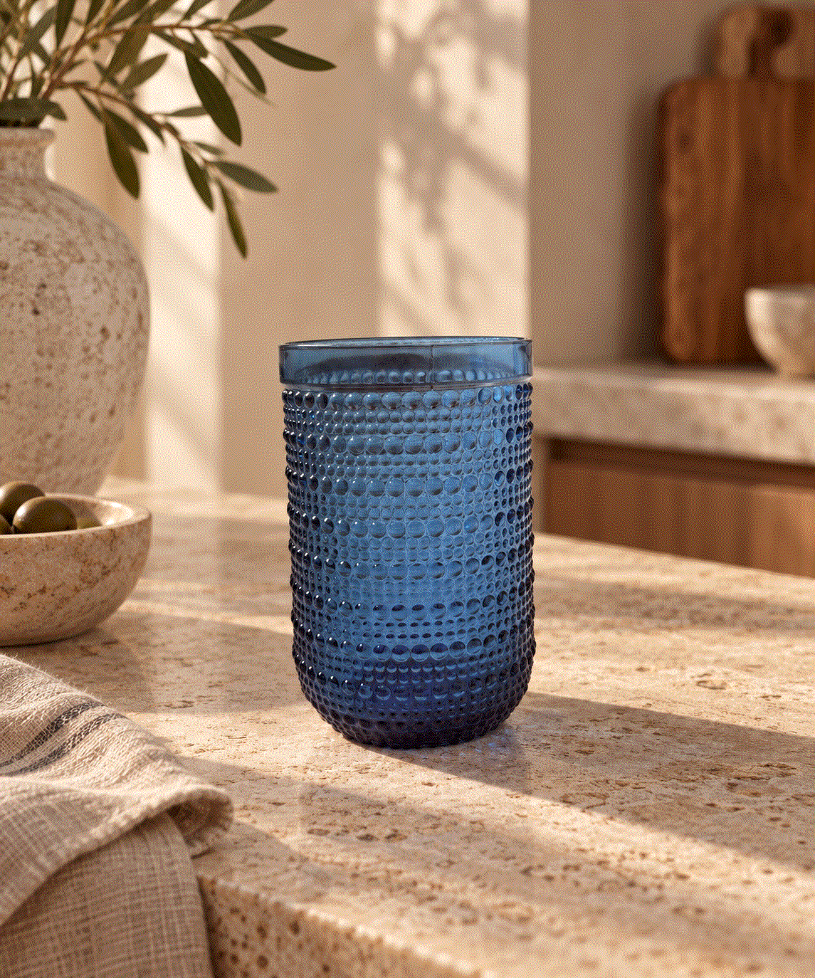 Blue Textured Highball Glass
