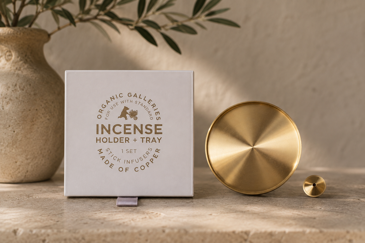 Copper Incense Holder & Ash Catch Tray Set