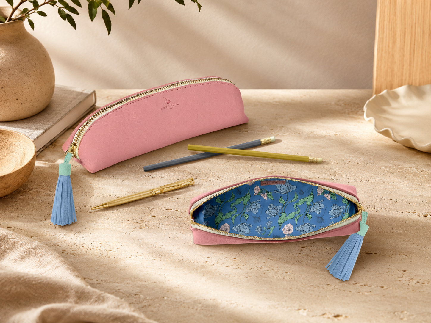 Luxe Slim Pencil Pouch | Rose Pink
