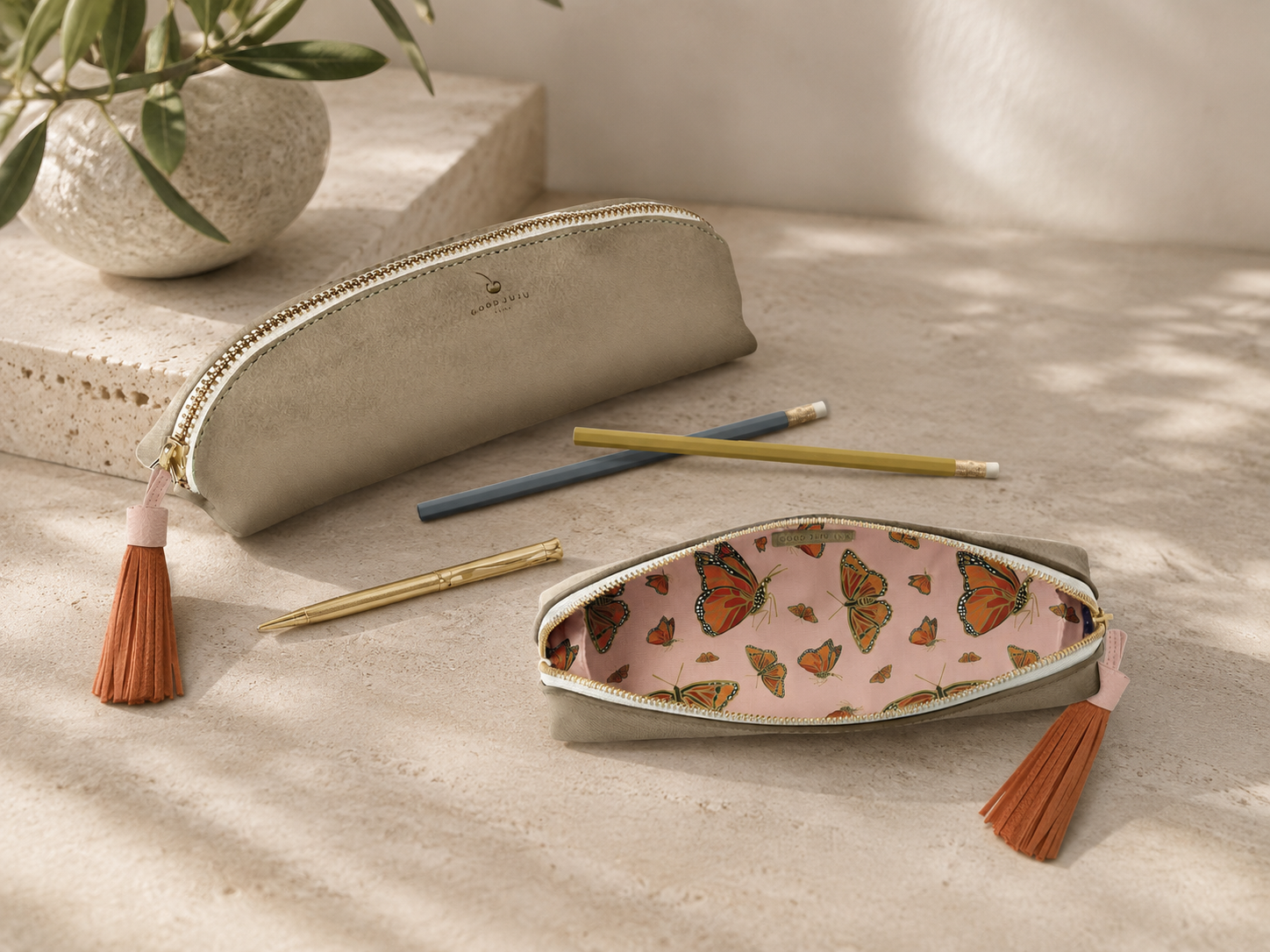 Luxe Slim Pencil Pouch | Metallic Bronze