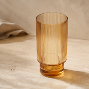 Malibu Ribbed Highball Glass | Amber