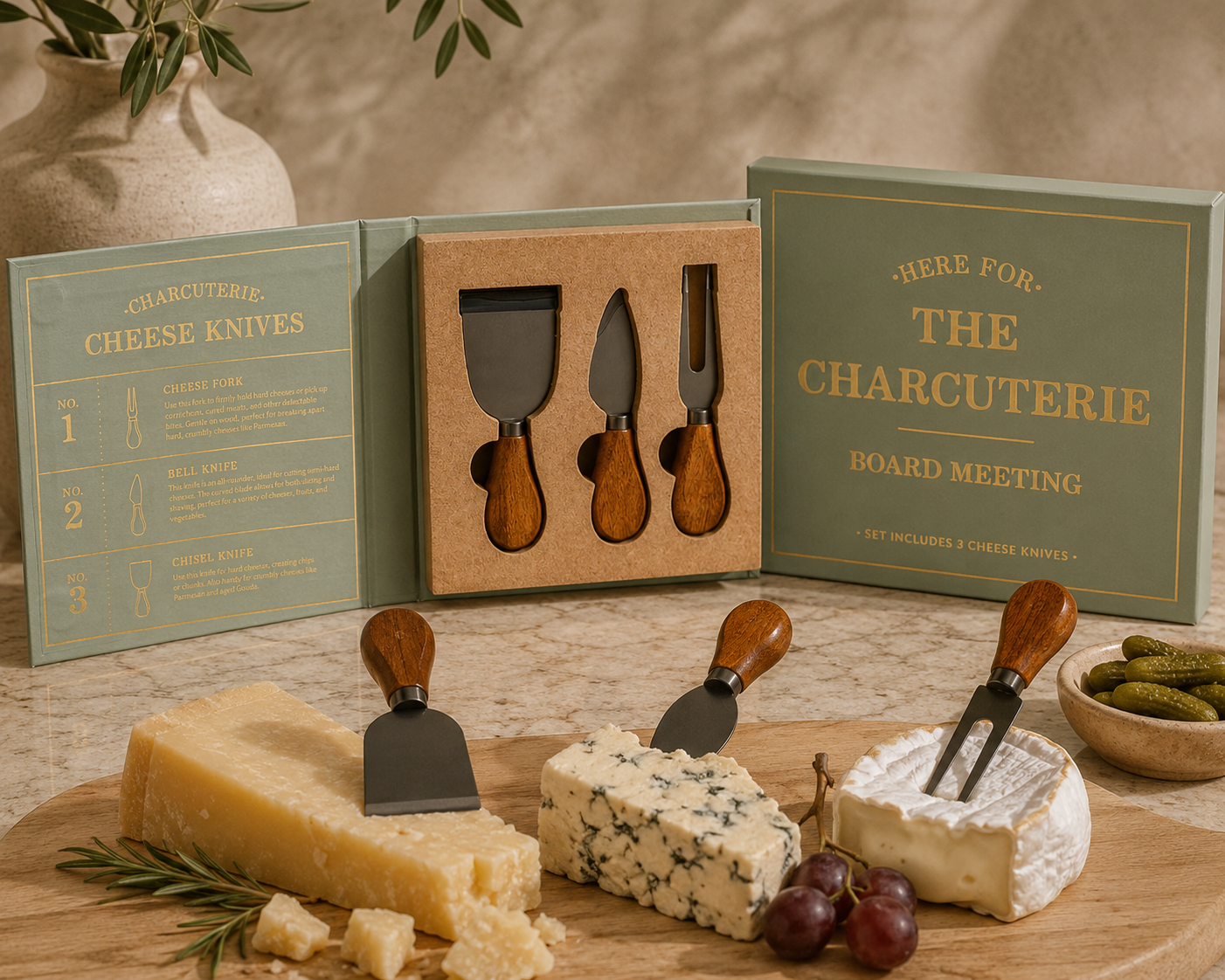 Acacia Wood Handle Cheese Knives