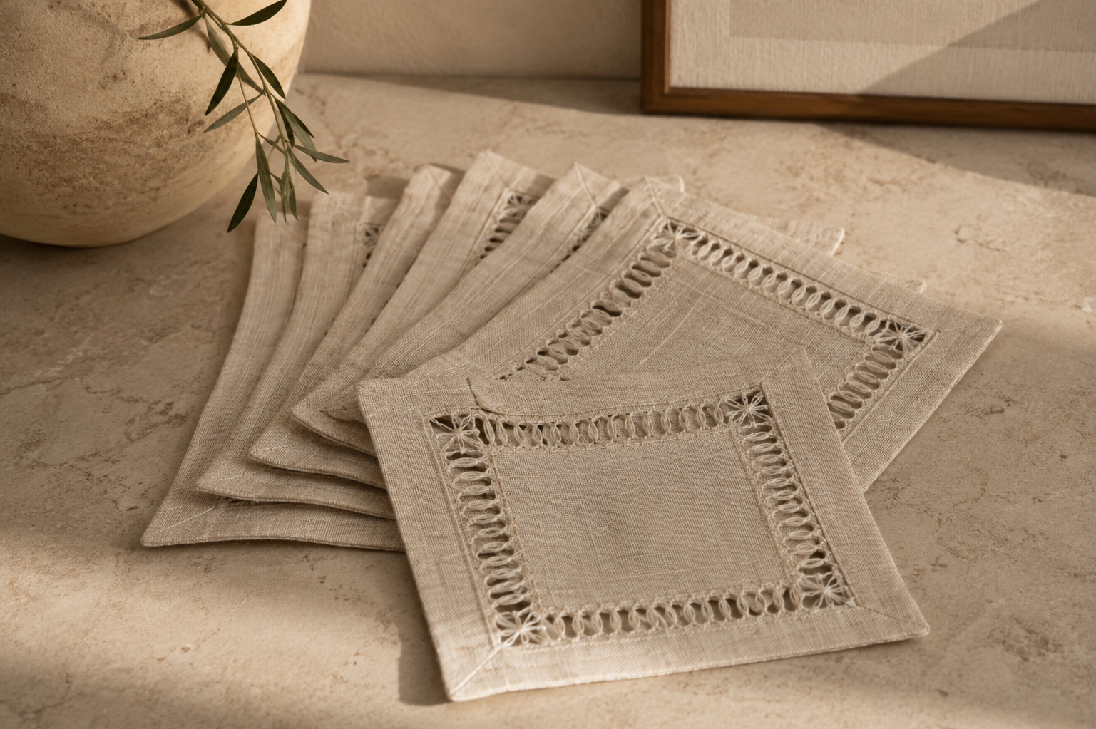 Toscana Hemstitched Cocktail Napkin Set
