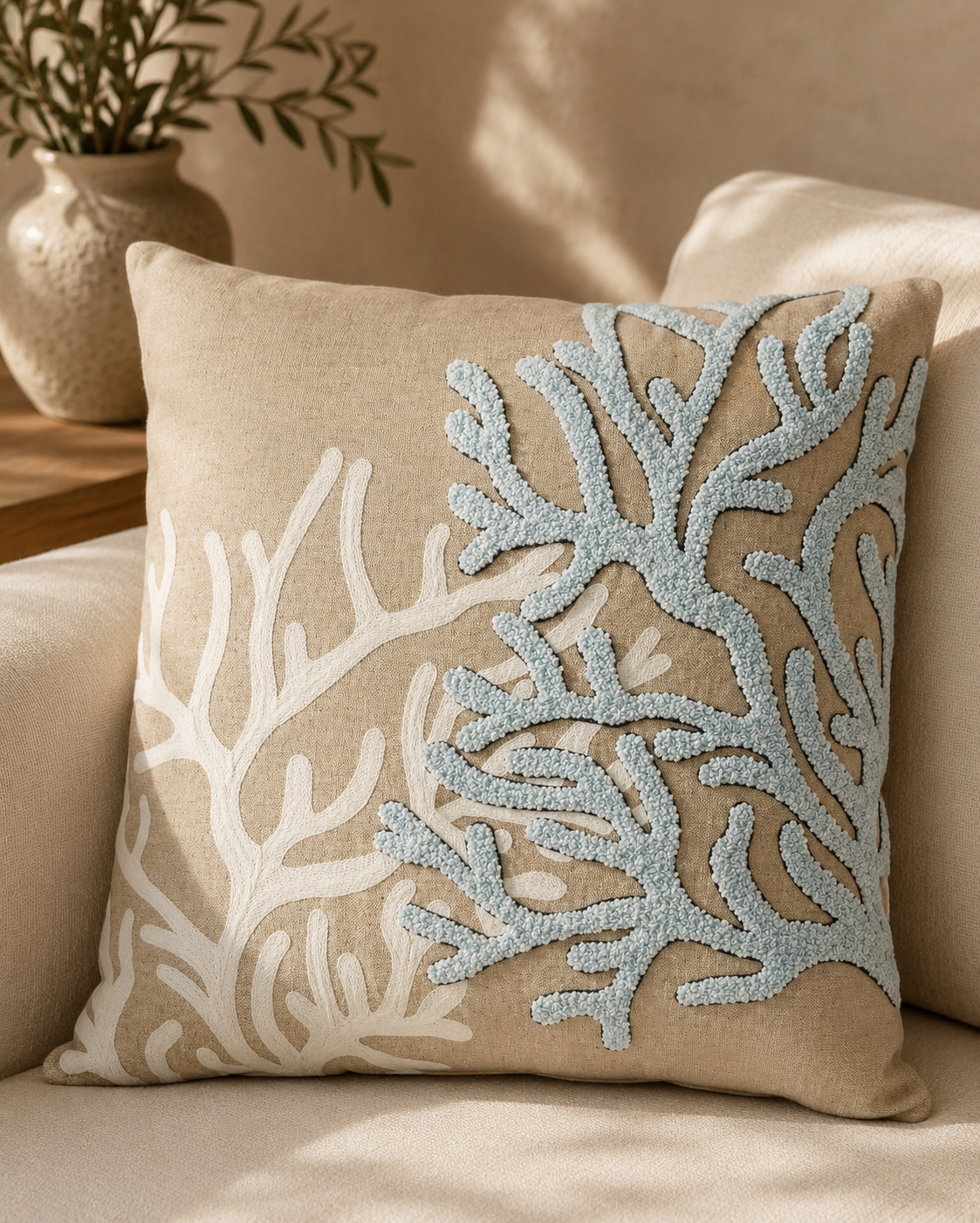 Coral Haven Throw Pillow