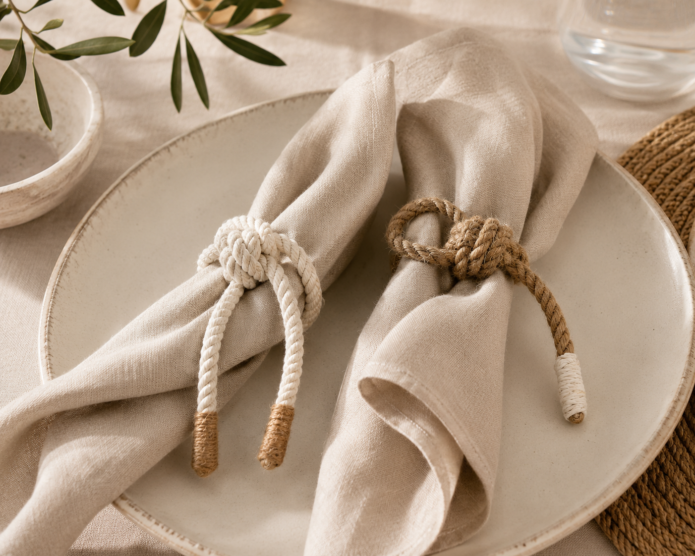 Knotted Rope Napkin Ring Set