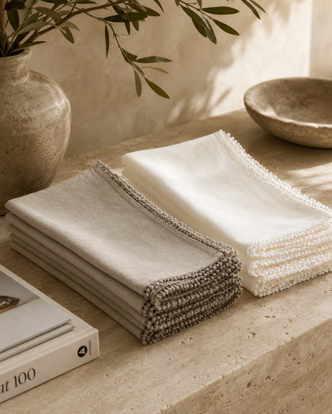 Pompom Border Linen Napkin