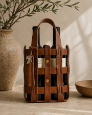 Full-Grain Leather Wine Tote
