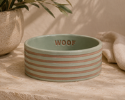Striped Stoneware Pet Bowl | Sage