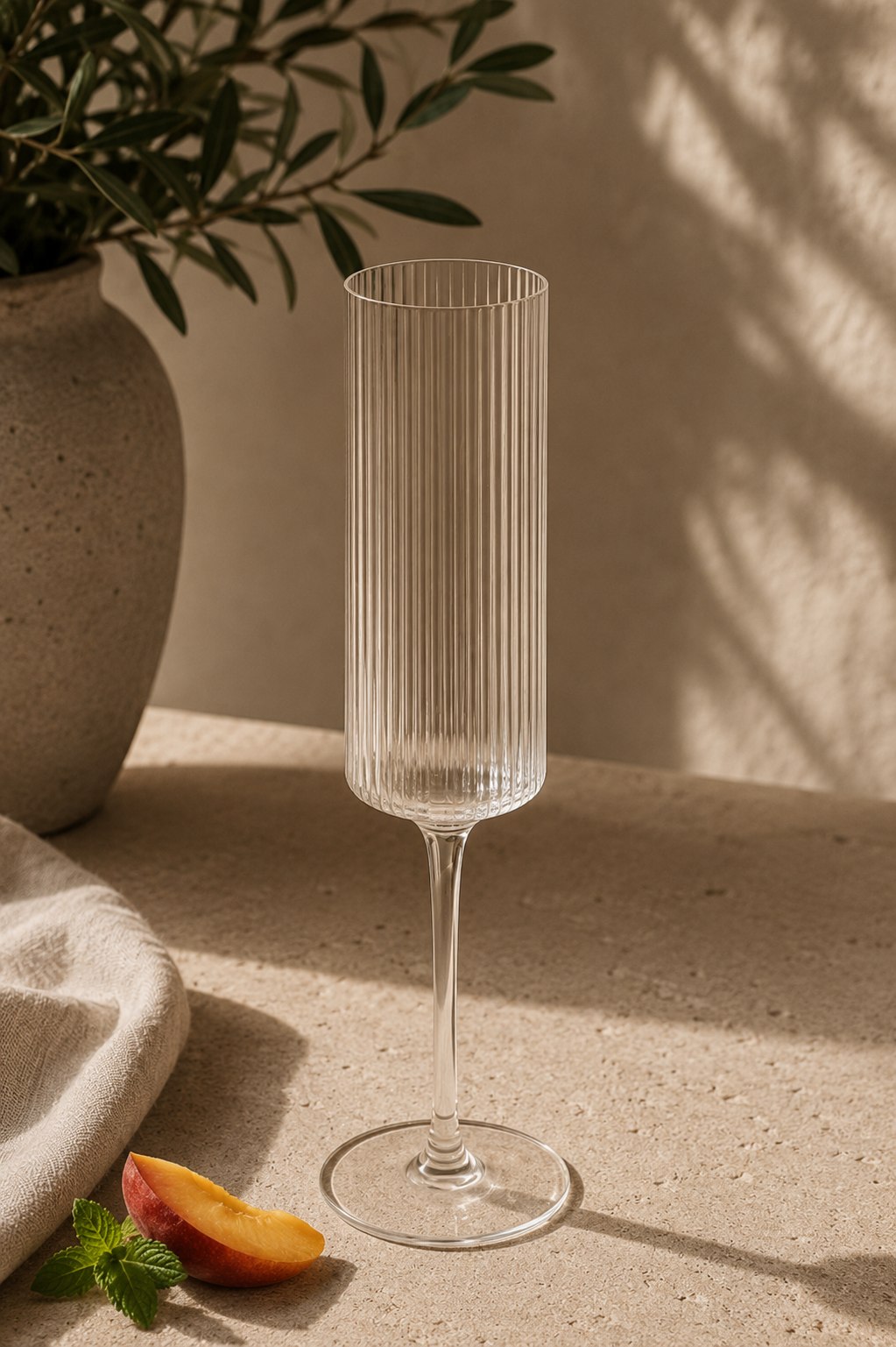 Ribbed Champagne Glass | Clear