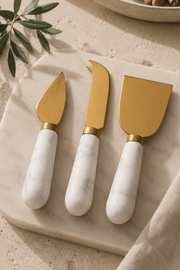 White Marble Cheese Knife Set