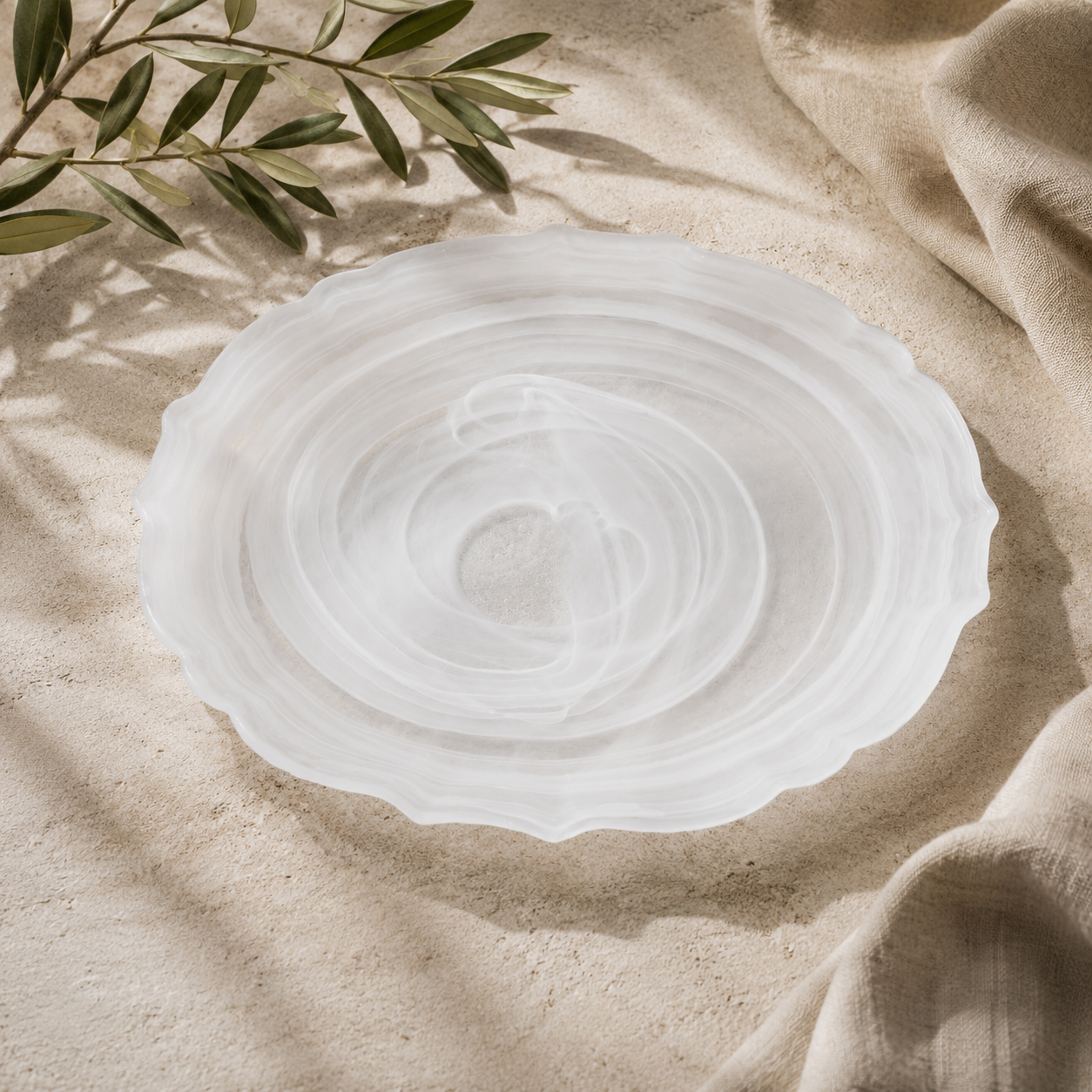 Alabaster White Glass Charger Plate