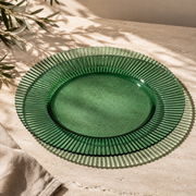 Ribbed Green Glass Charger Plate