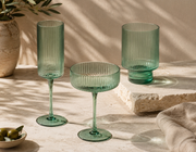 Malibu Ribbed Glassware | Green Collection