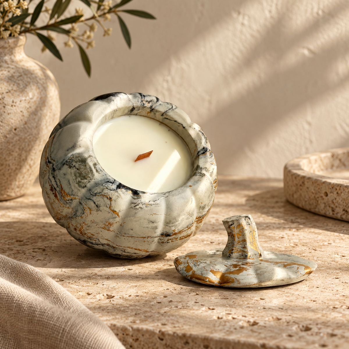 Pumpkin Concrete Candle
