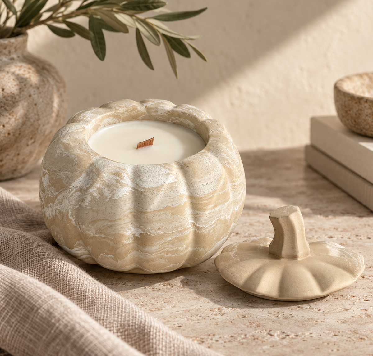 Pumpkin Concrete Candle