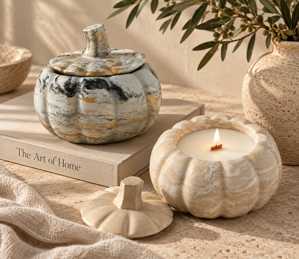 Pumpkin Concrete Candle