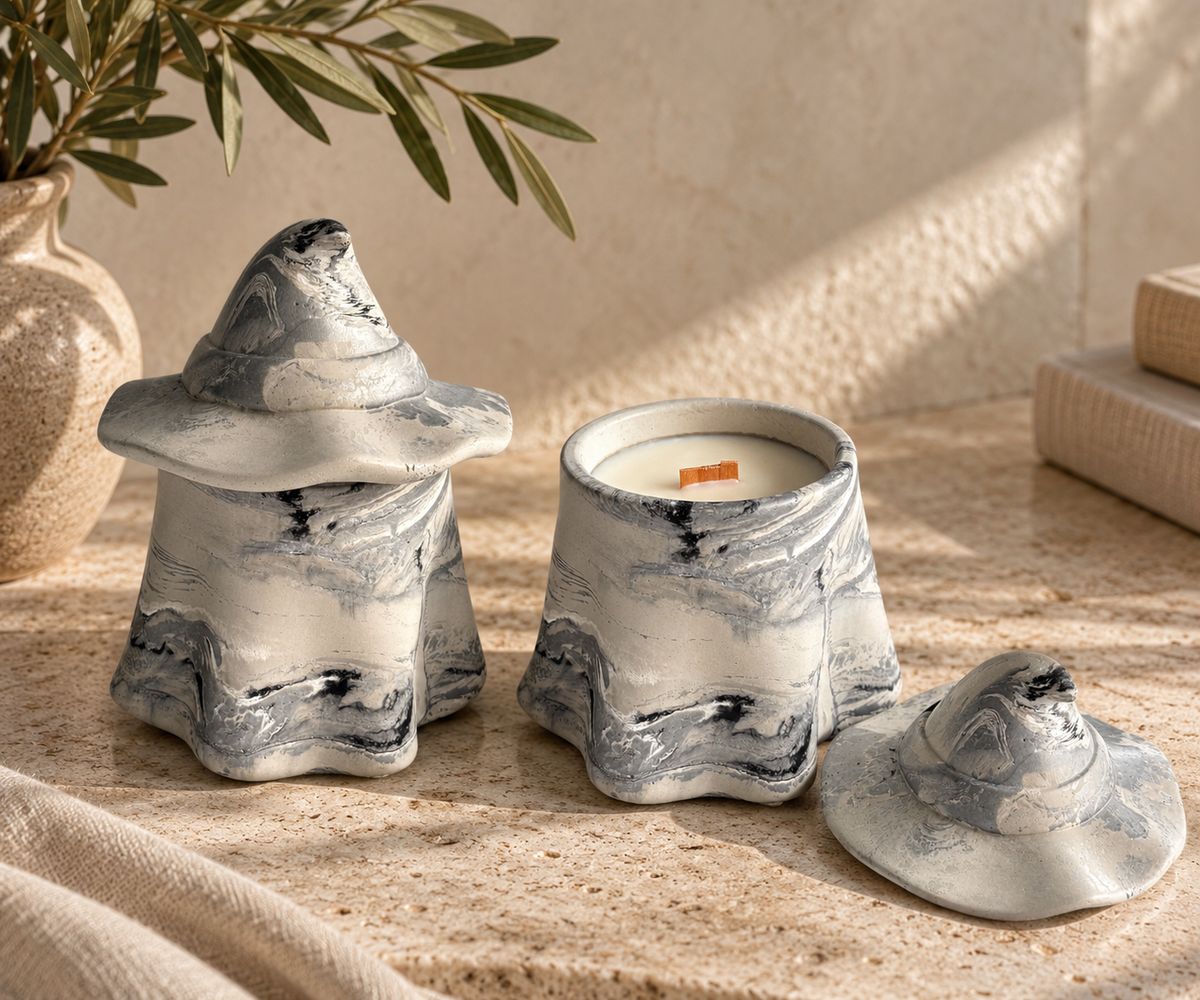 Witchy Ghost Concrete Candle