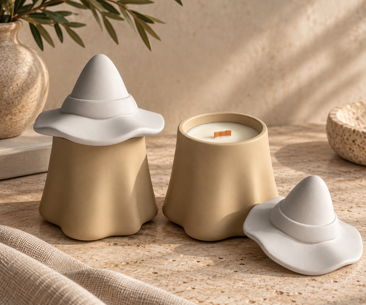 Witchy Ghost Concrete Candle