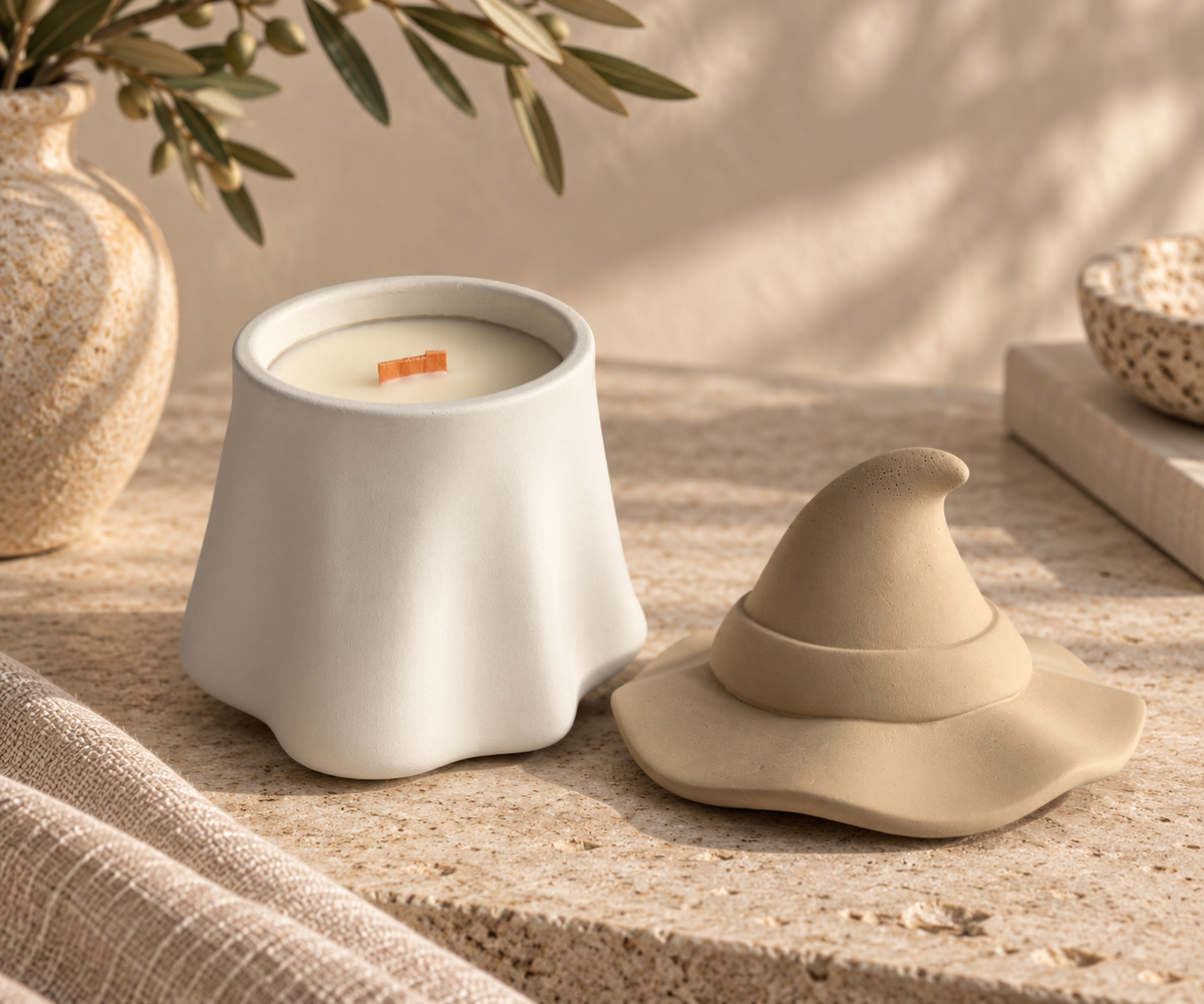Witchy Ghost Concrete Candle
