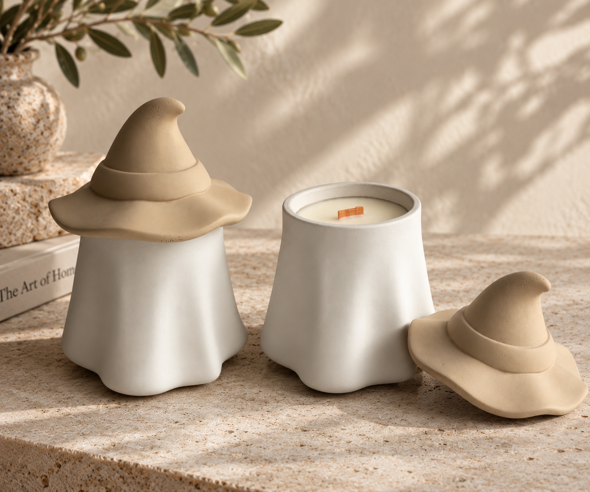 Witchy Ghost Concrete Candle