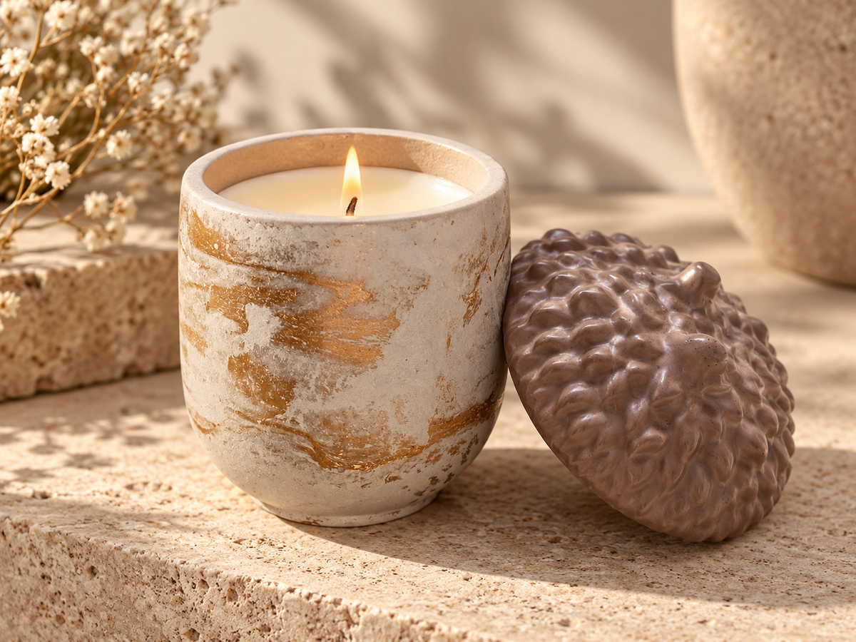 Acorn Concrete Candle