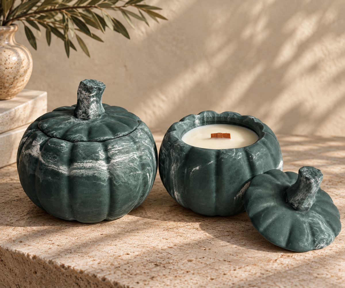 Pumpkin Concrete Candle