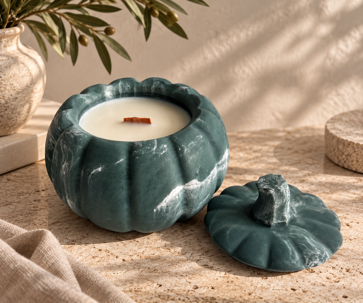 Pumpkin Concrete Candle