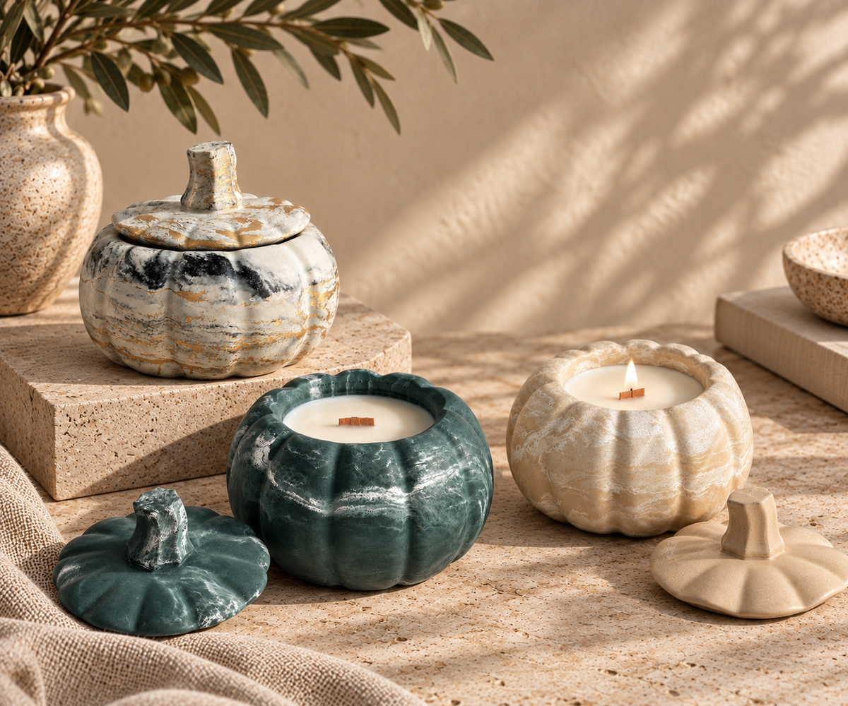 Pumpkin Concrete Candle