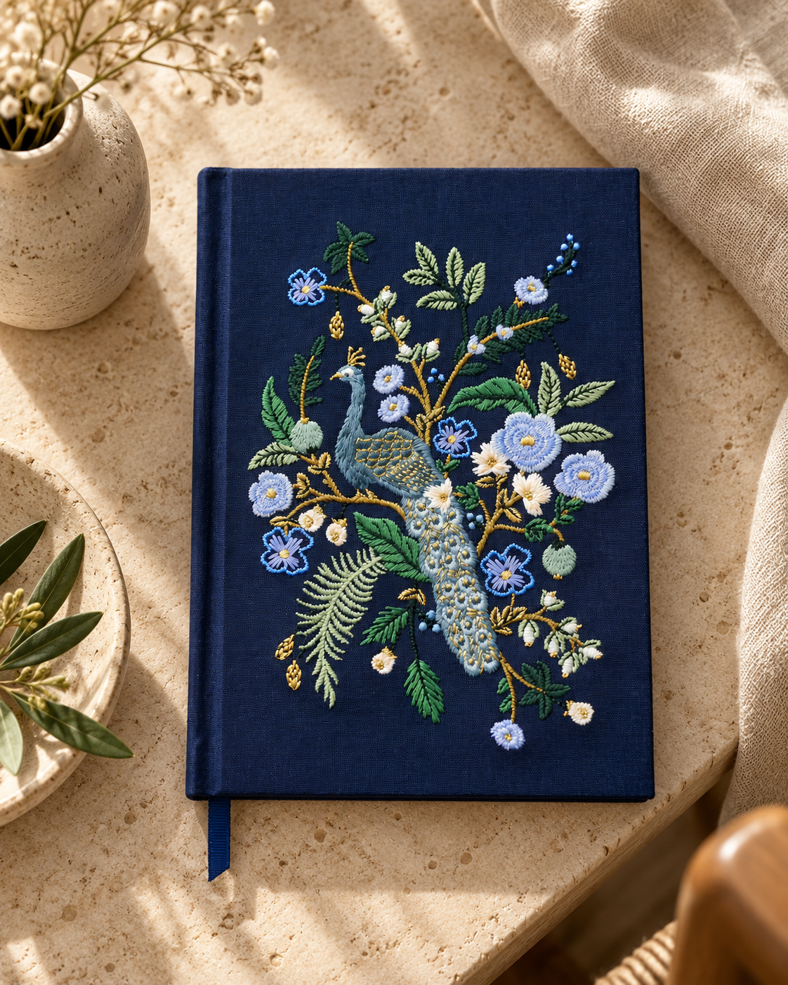 Peacock Embroidered Journal