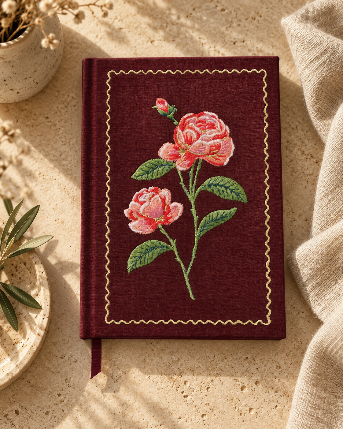 Roses Embroidered Journal