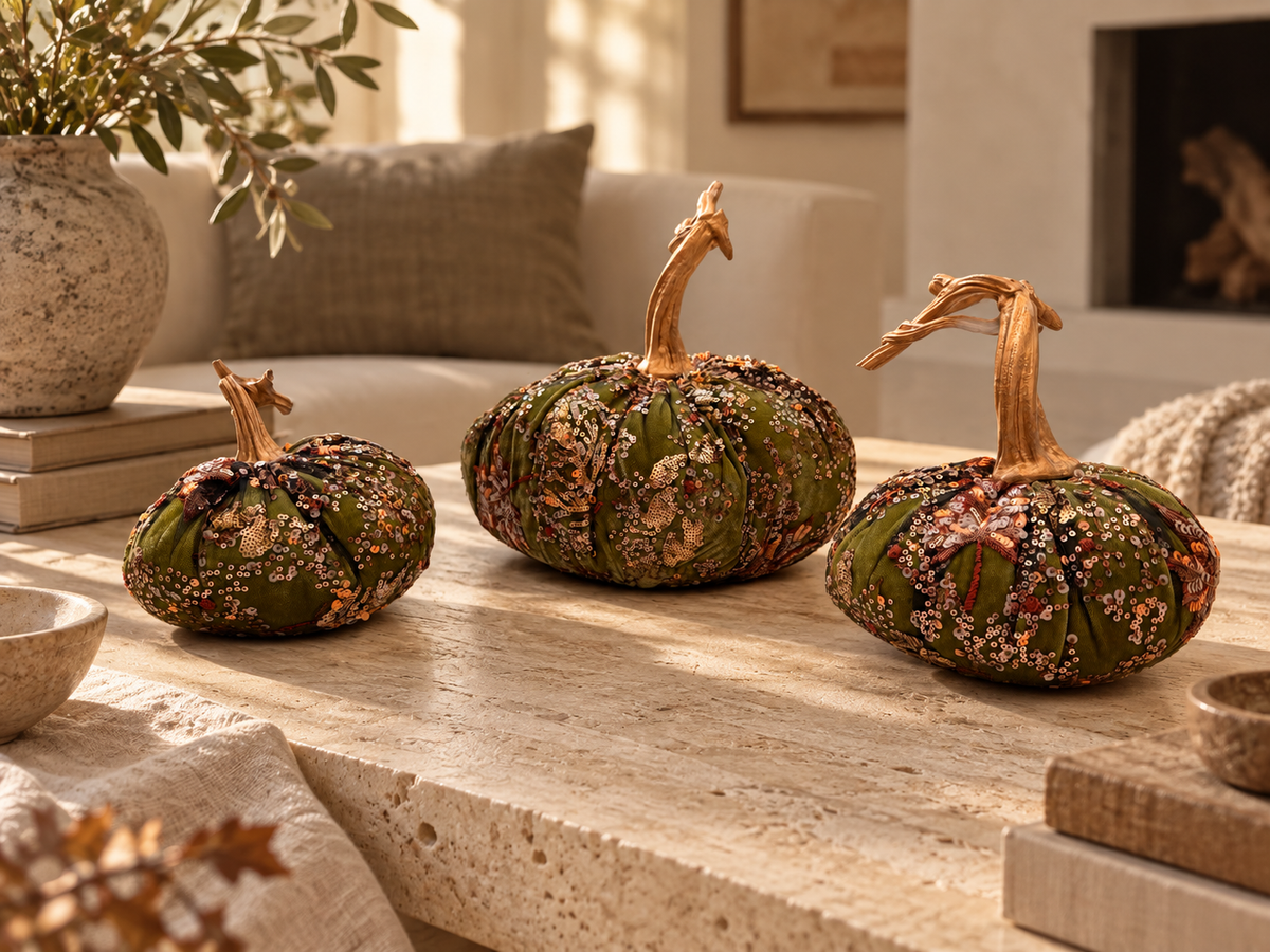 Embellished Velvet Sequin Pumpkin