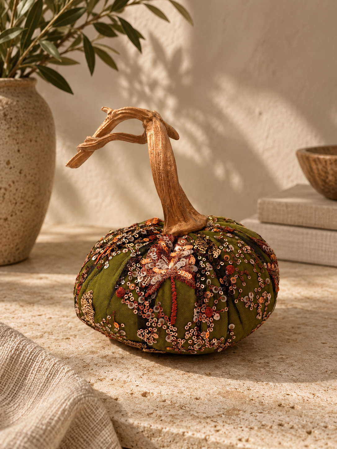 Embellished Velvet Sequin Pumpkin