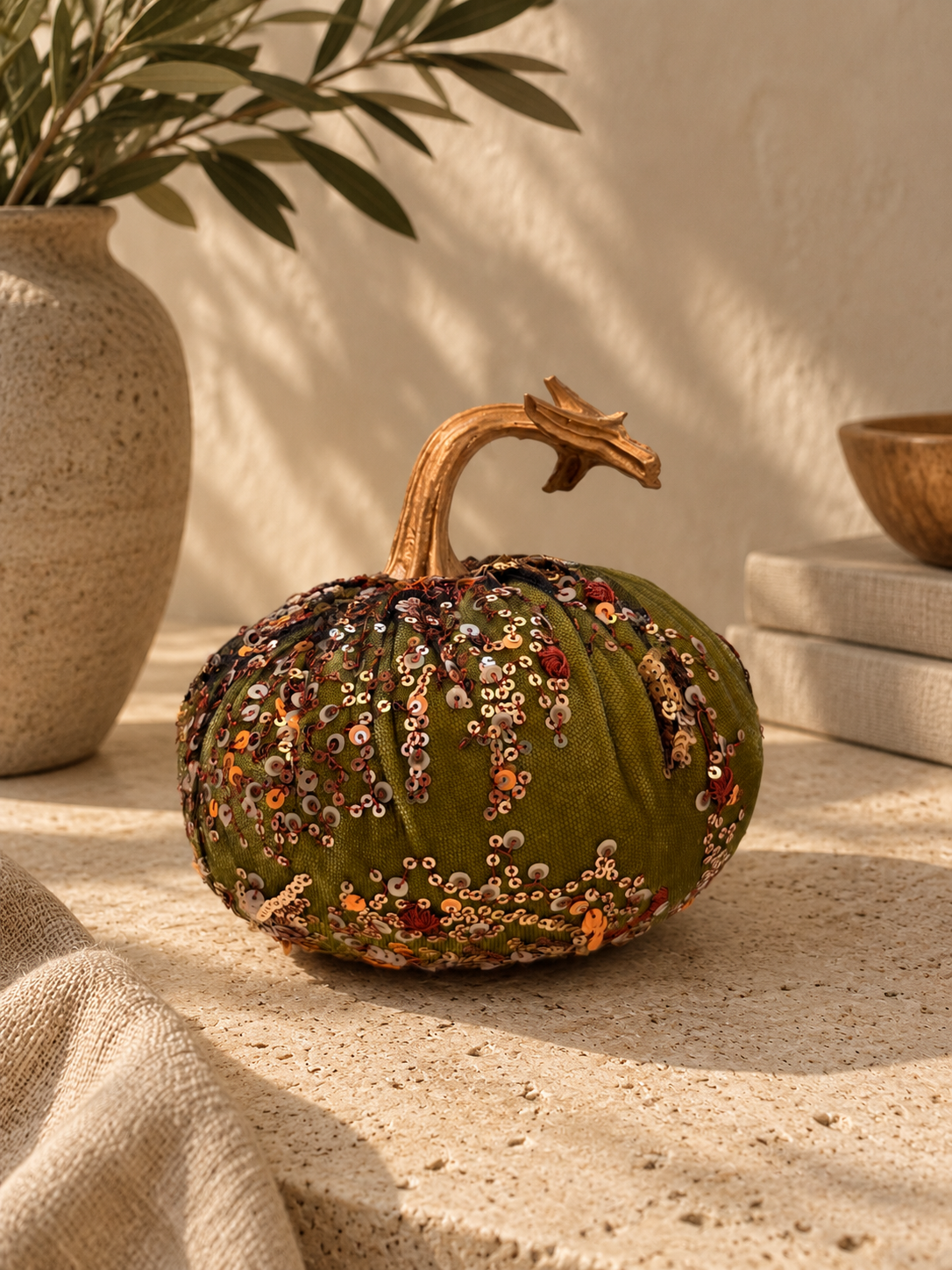 Embellished Velvet Sequin Pumpkin